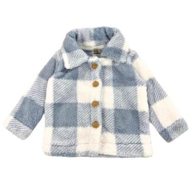 Imagem de Casaco Teddy Xadrez Infantil Peluciado Inverno Quentinho Sobretudo Jaq