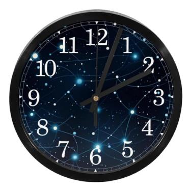 Imagem de LILINWAN Relógio de parede 24 cm, silencioso, sem tique-taque, lua noturna, estrela, relógio moderno operado por bateria - relógios de plástico clássicos para sala de aula, casa, escola, escritório