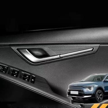 Imagem de Kadore Para 2023 2024 2025 Kia NIRO pêssego estilo madeira maçaneta interior porta tigelas moldura guarnição 4 peças