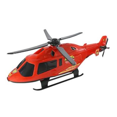 Imagem de Helicóptero de Brinquedo Polícia e Resgate, 32 cm, Preto/Vermelho, com Hélices Giratórias
