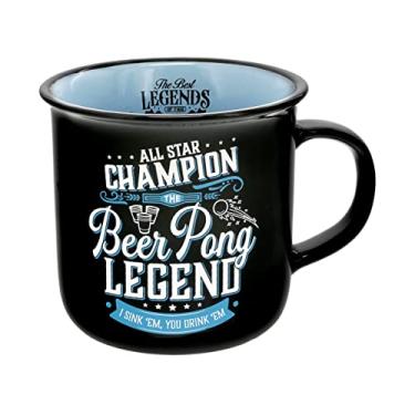 Imagem de Pavilion Gift Company - Beer Pong Legend - Caneca de cerâmica para fogueira de 368 g, xícara de café dupla face, presente de cerveja, cesta de presente de cerveja, cerveja inovadora, 1 unidade