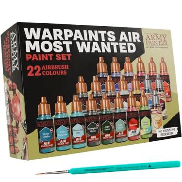 Imagem de The Army Painter, Warpaints Air Most Wanted Conjunto de tintas C, 22 x 18 ml, 19 aerógrafo acrílico, incl. 2 metálicos, 1 fluorescente, 1 médio, 3 Speedpaints e 1 pincel - para pintura de modelo e