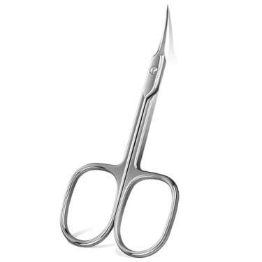 Imagem de Tesoura de cutícula extrafina, aparador de cutículas para manicure e pedicure, lâmina curva, ponta precisa e pontiaguda, kit de cuidados para nail art, prata