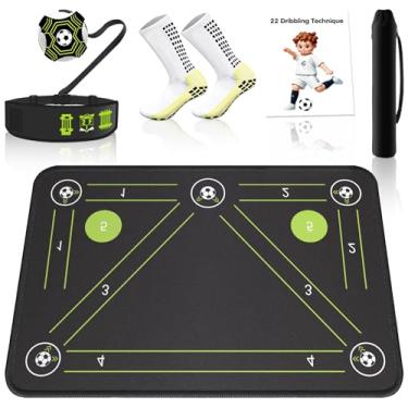 Imagem de 2F22E Tapete de treinamento de futebol de grau profissional - antiderrapante / absorção de choque, equipamento de agilidade e drible | Tapete de treino silencioso impermeável interno/externo (verde)