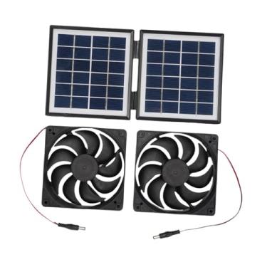 Imagem de WeiLaiKeQi Exaustor solar IP65 à prova d'água, prático e resistente, 10 W 5 V, exaustor alimentado por placa solar para galinheiro, estufa externa, Preto
