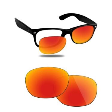 Imagem de Fiskr Lentes polarizadas de substituição compatíveis com óculos de sol RayBan Wayfarer RB2132 55 mm, resistente a impactos e ajuste perfeito - vermelho fogo