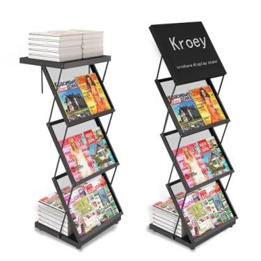 Imagem de Kroey Suporte de exibição de brochura dobrável, porta-revistas para exposições e feiras, porta-revistas de escritório