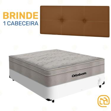 Imagem de Cama Box + Cabeceira Painel e Colchão de Molas AirTech Casal 138cm