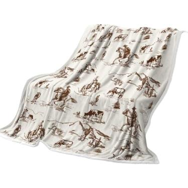 Imagem de Rrlihjgu Cobertor caubói - Coisas de bebê ocidentais | Tapeçaria rústica aconchegante roupa de cama vintage para viver casa de fazenda praia parque banco acampamento carro piquenique pátio cozinha