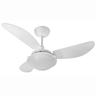 Imagem de Ventilador De Teto Tron Branco Com Lustre Ambar 3 Pás Brancas Casa Apa