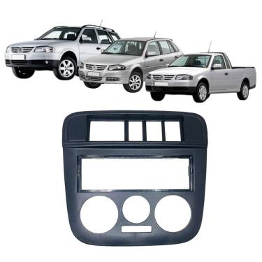 Imagem de Moldura 1 Din Gol G4 Parati Saveiro 2006 à 2009 5 Botões Preta Painel Rádio Som