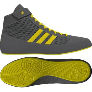 Imagem de adidas Tênis masculino de luta livre HVC, Cinza/Amarelo, 2 Big Kid