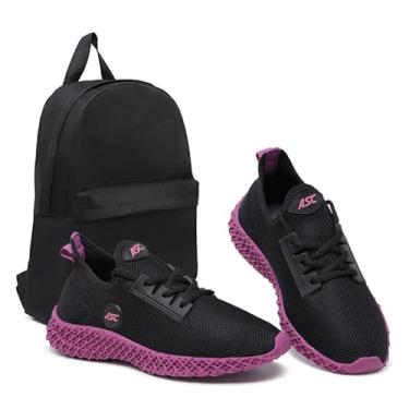 Imagem de Tênis Feminino Ascension Preto + Mochila Básica – Leve, Confortável e Ideal para Caminhada, Academia e Uso Diário (Roxo, BR, Adulto, Numérico, 38)
