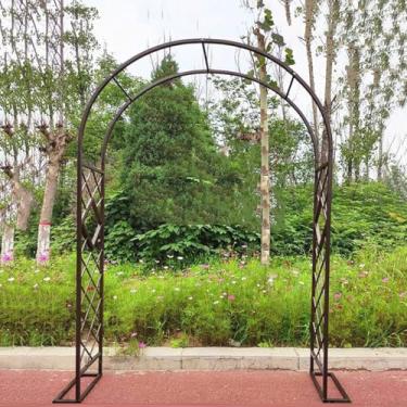 Imagem de Treliça De Arco De Jardim De Metal Arco De Rosa Arcos De Suporte Archway 6.5x8.8ft 7.2x8.8ft 7.9x8.8ft 8.5x8.8ft Para Rosas Plantas Trepadeiras, Brown, W200xH270cm