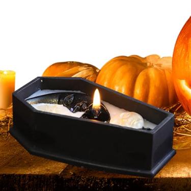 Imagem de Velas de soja - decoração gótica assustadora vintage de casa de fazenda de Halloween - Caixão perfumado para Halloween, mulheres, homens, cozinha, quarto, apartamento, mesa, festa, aniversário