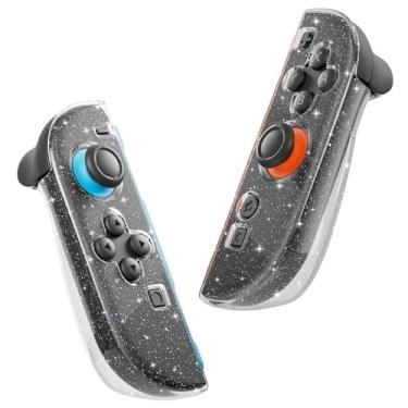 Imagem de PAWDIARY [2025 Nova geração] Capa com glitter para Nintendo Switch 2 Joycon, protetor de pele com alça de controle Sparkle Switch 2 com conforto ergonômico, interruptor transparente 2 Joycon de