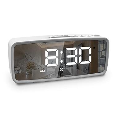 Imagem de VAUNO Relógio de mesa pequeno, despertador digital operado por bateria para quarto, com regulador, alarmes duplos, soneca, relógio elétrico de mesa de cabeceira para casa, escritório, adolescentes