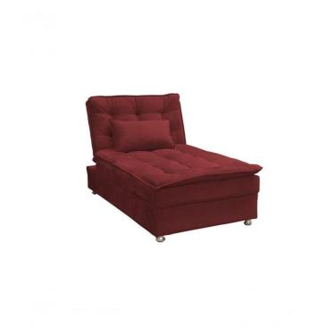 Imagem de Sofá Cama Chaise Solteiro 1 Lugar Reclinável Com Pillow Top 0,86cm Penélope Matrix Veludo Vinho