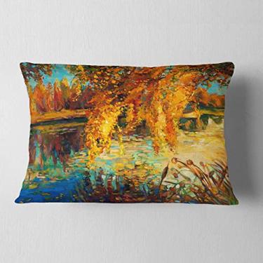 Imagem de Designart Manta de paisagem de outono e floresta de céu para sala de estar, sofá, enchimento de almofada + capa de almofada impressa em ambos os lados 30,5 x 50,8 cm