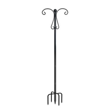 Imagem de Fenteer Gancho de jardim com gancho duplo para pastor, decoração resistente, alimentador de pássaros multiuso, poste de metal para luzes solares de casamento, 193 Cm