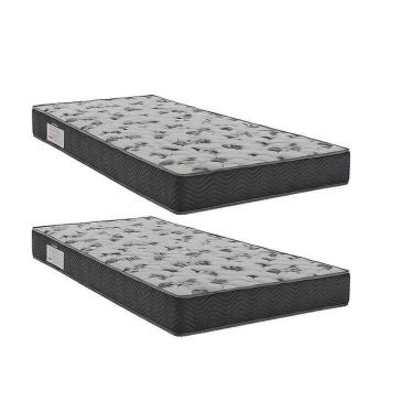 Imagem de Kit 2 Colchões Solteiro Ortobom D33 Iso 100 88x188x18 Grafite/branco Grafite/Branco