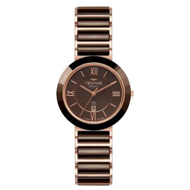 Imagem de Relógio TECHNOS feminino cerâmica safira marrom rosê 2015CEV/1M