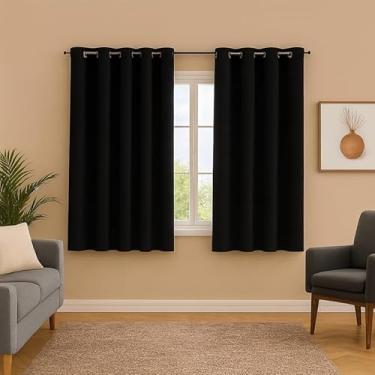 Imagem de Cortina Blackout Blecaute Quarto Tecido 200 x 130 Curta Janela Sala (Preto)