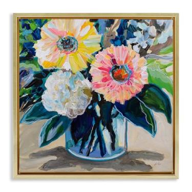 Imagem de Stupell Industries Arte de parede em tela flutuante com moldura dourada My Treasure Bouquet, design de Jeanette Vertentes, 18 x 18