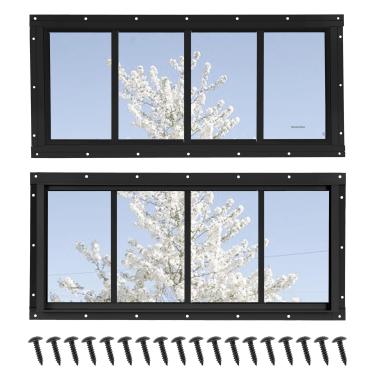 Imagem de NOTASA Janelas de galpão, 2 unidades, janelas de popa 25,4 x 58,4 cm com vidro temperado, janela de portas de garagem para galinheiro, casa de brinquedo, casa de brinquedo (preta)