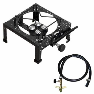 Imagem de Fogão 1 Boca Portátil Esmaltado Alta Pressão com Mangueira Preto