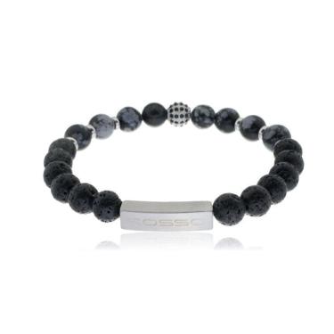 Imagem de Bracelete Rosso Aço Shambala 9Mm Vulcanica E Snowflake