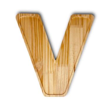 Imagem de Petisqueira Letra V Tábua Com Rebaixo Madeira Pinus Woodspot