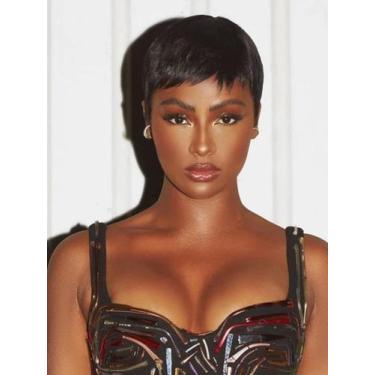 Imagem de Peruca Unipearl curta Pixie Cut com franja, 100% cabelo humano