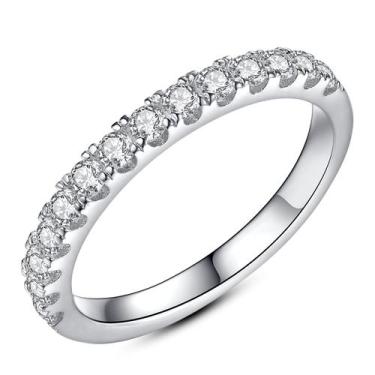 Imagem de Aliança de casamento IMOLOVE Moissanite 925 em prata com ouro branco d