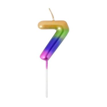 Imagem de Velas de aniversário Gradient Rainbow Colors Number Candles - HUOGUO