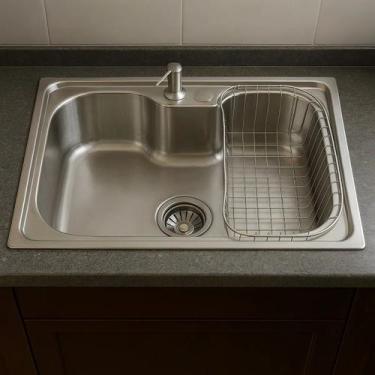 Imagem de Cuba Inox para Cozinhas Grande Completa Porta Detergente, Sifão e Válv