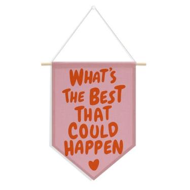 Imagem de Bandeira de flâmula pendurada na parede XFN Preppy Pink/Orange