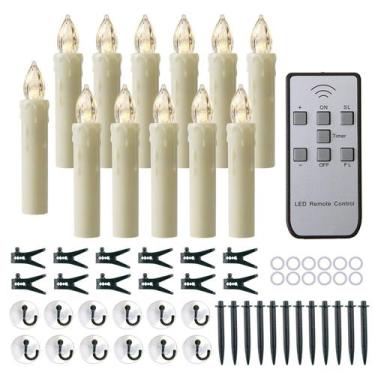 Imagem de Velas sin llama para ventana MIXALY Marfil LED cónicas 12 piezas con c
