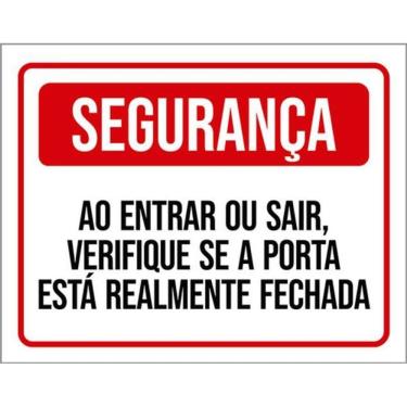 Imagem de Kit 3 Placas Segurança Entrar Sair Realmente Fechada