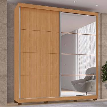 Imagem de Guarda-Roupas Rio 100% MDF Tuboarte 2 Portas de Correr 3 Gavetas c/ Kit de Espelho e Pés