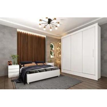 Imagem de Guarda Roupa Casal 3 Portas 4 Gavetas ValenciaNeve Tcil Móveis - MOVEI