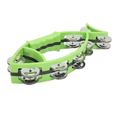Imagem de RiToEasysports Percussão de Jingles de Fileira Dupla para Crianças, Instrumento Musical, Pandeiro de Mão Abs Em Forma de Peixe para Educação Inicial do Jardim de Infância (Verde)