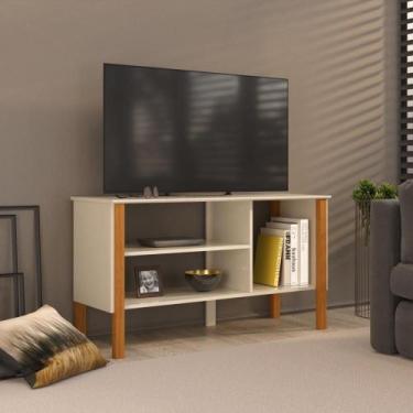 Imagem de Rack 43 Polegadas 90cm Com 3 Prateleiras Asteca - Off White E Cedro - 