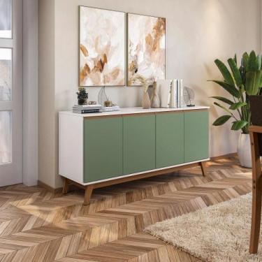 Imagem de Aparador Kappesberg 4 Portas Branco/verde 156cm