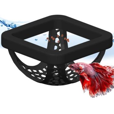 Imagem de Alimentador flutuante Betta e esconderijo, caverna de aquário, rede, decoração, ponto de descanso e cama de aquário beta, anel de alimentação pequeno para peixes