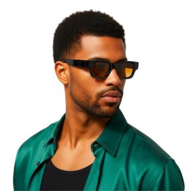 Imagem de Oculos de sol quadrado lente amarela jaguar + case de acrilico transpa