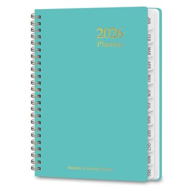 Imagem de Agenda 2026, agenda diária acadêmica (janeiro de 2026 a dezembro de 2026), caderno de planejamento de capa dura para acessórios de escritório e material escolar, 21,6 cm x 28 cm, turquesa clara
