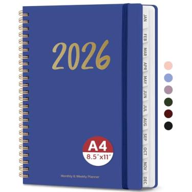 Imagem de Agenda 2026 – Agenda semanal e mensal, janeiro de 2026 a dezembro de 2026, encadernado em espiral, agenda 2026, bolso interno, perfeito para escritório, casa, material escolar – A4 (21,6 cm x 28 cm