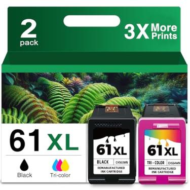 Imagem de Ubinki 61XL Cartuchos de tinta cor preta combo pacote de alto rendimento de substituição para HP Ink 61 XL para Envy 4500 5530 4502 DeskJet 2540 1000 1055 1010 1510 3050 OfficeJet 4630 2620 (preto tricolor)