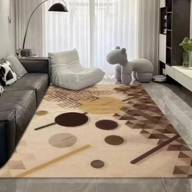 Imagem de Tapete geométrico de luxo para sala de estar, macio, fofo, grande, para quarto, decoração de quarto infantil (180 x 200 cm (70 x 78 pol.) / hxx-250724005561)